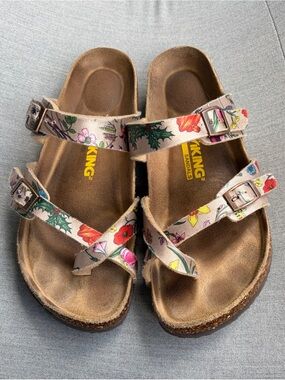 Floral Double-Strap Sandals